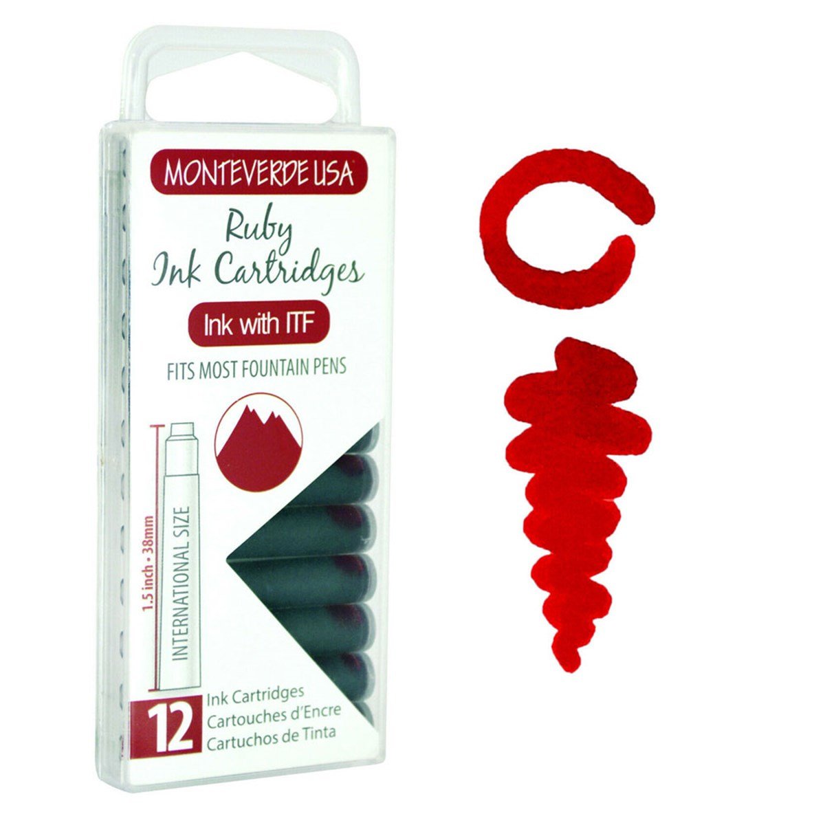 Monteverde 12'li Şeffaf Kutulu Dolma Kalem Kartuşu Ruby 