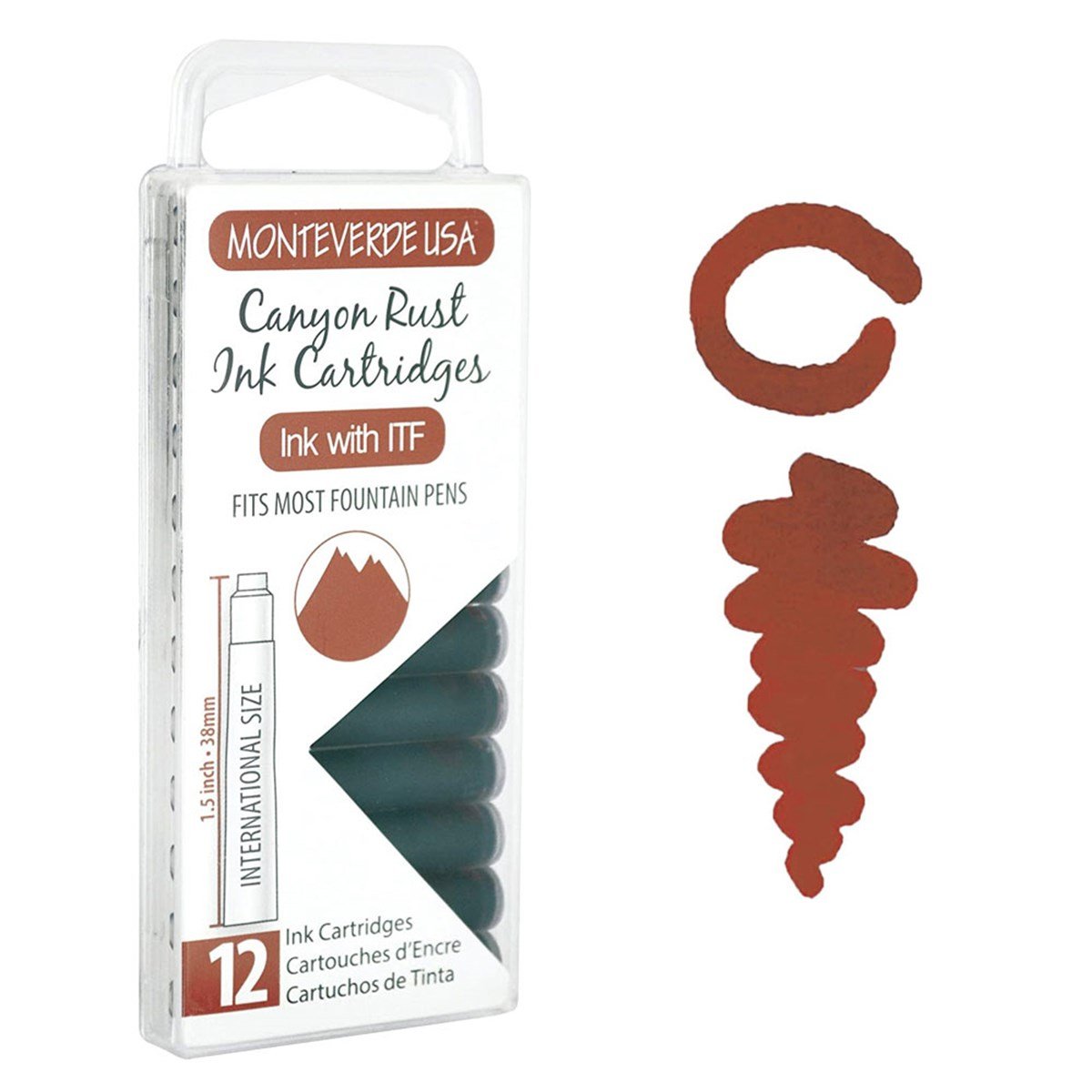 Monteverde 12'li Şeffaf Kutulu Dolma Kalem Kartuşu Canyon Rust
