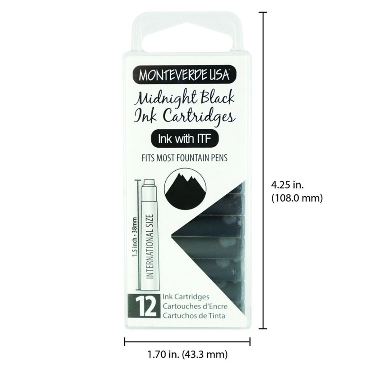 Monteverde 12'li Şeffaf Kutulu Dolma Kalem Kartuşu Midnight Black