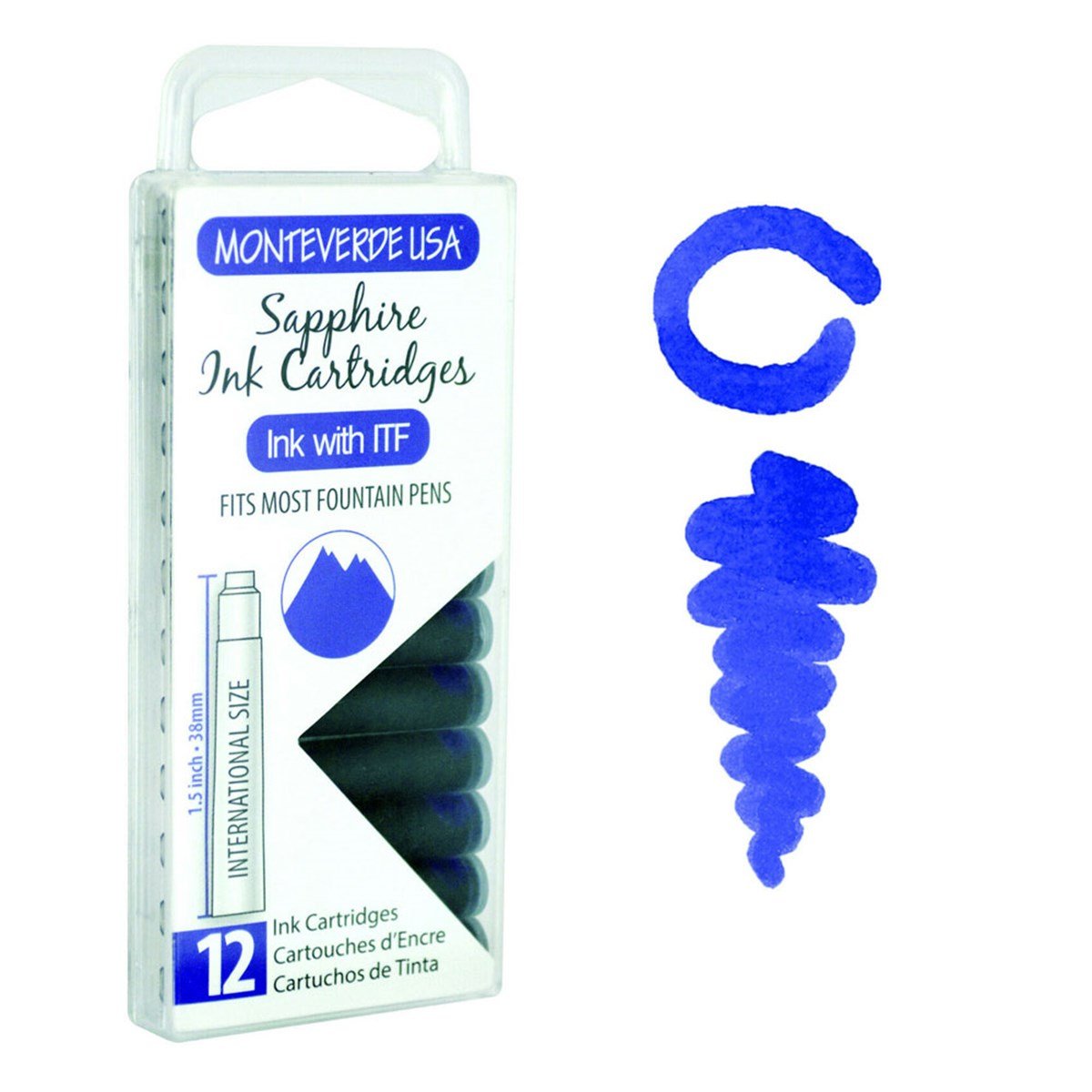 Monteverde 12'li Şeffaf Kutulu Dolma Kalem Kartuşu Sapphire