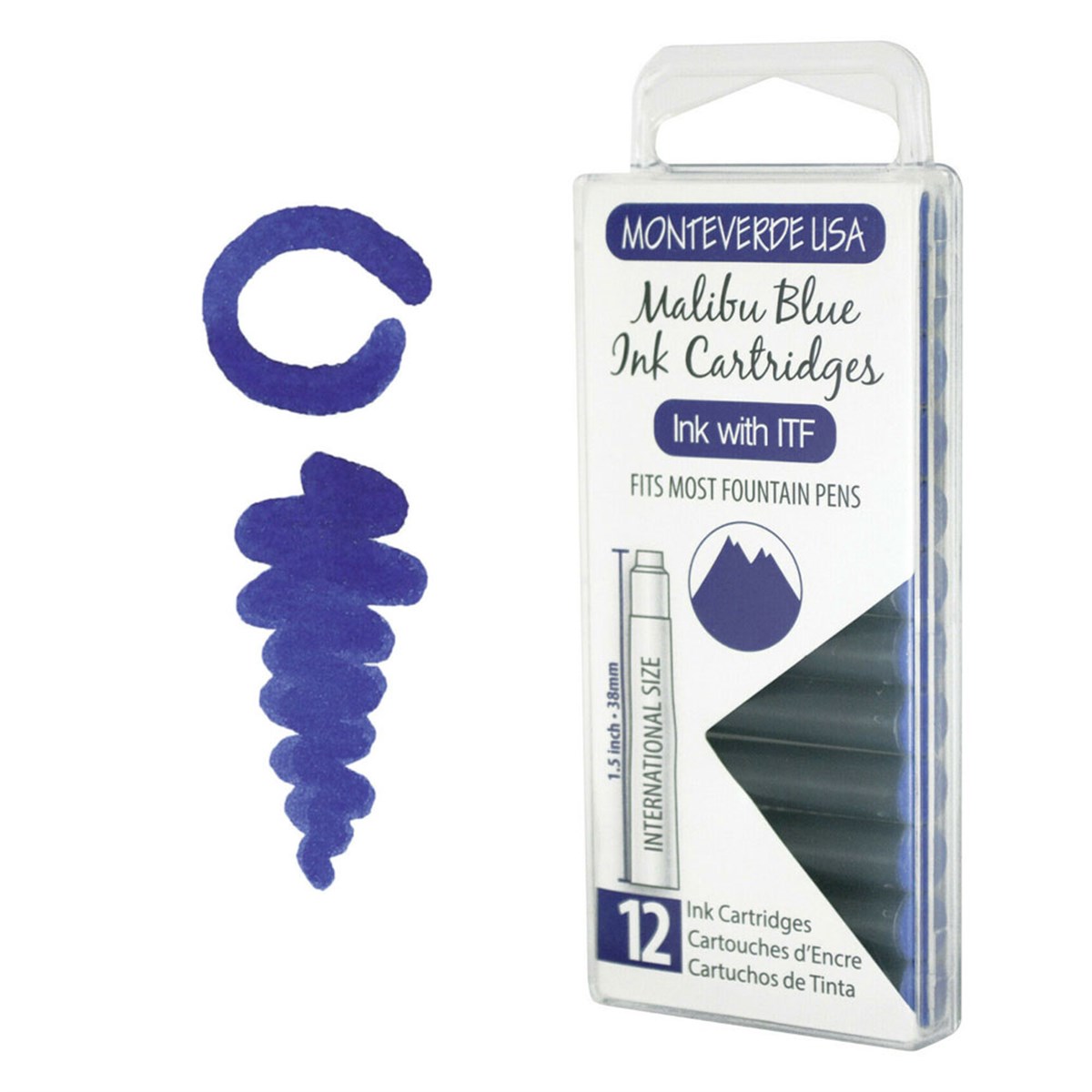 Monteverde 12'li Şeffaf Kutulu Dolma Kalem Kartuşu Malibu Blue