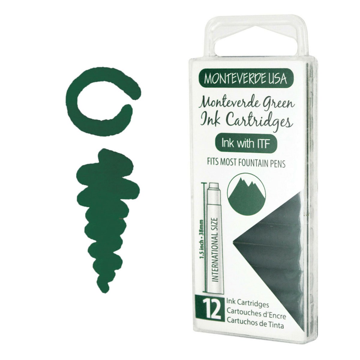 Monteverde 12'li Şeffaf Kutulu Dolma Kalem Kartuşu Monteverde Green