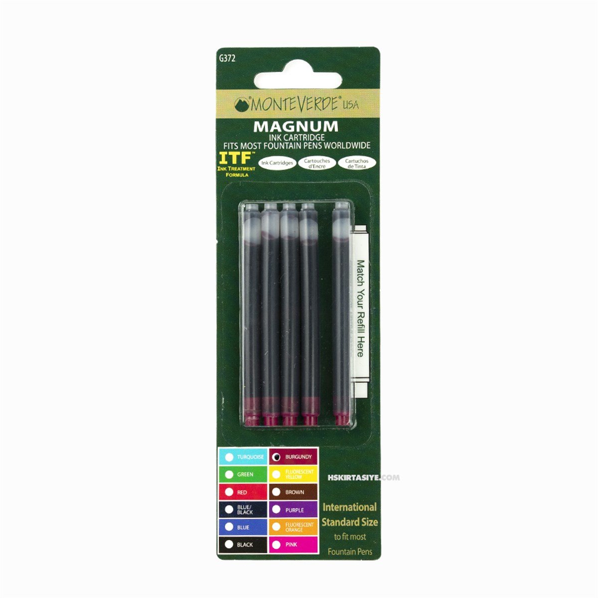 Monteverde Kartuş Serisi Magnum Kartuş Burgundy 5'li