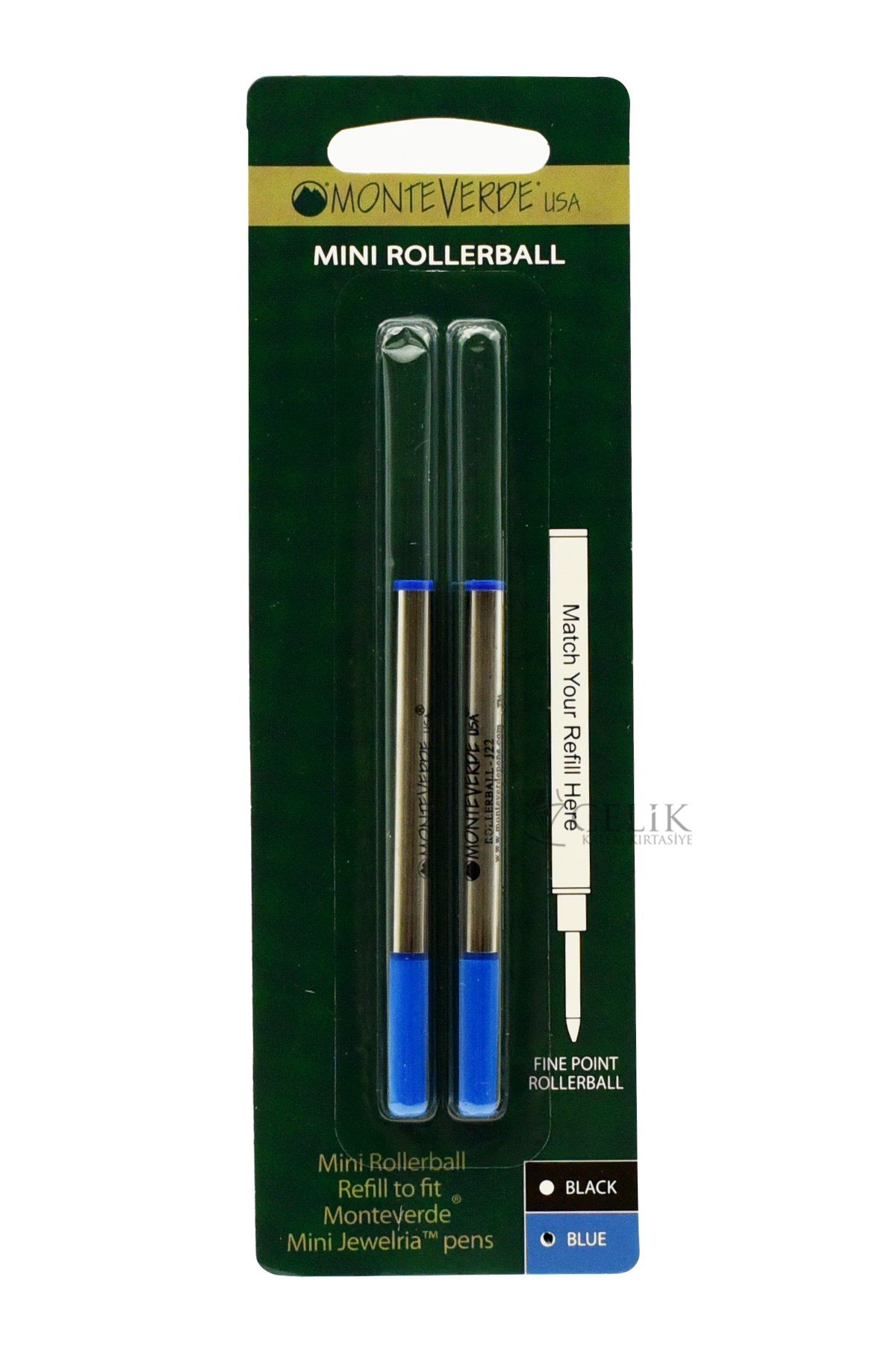 Monteverde Refil Serisi J222 Jewelria Metal Mavi Roller 2'li F Uç