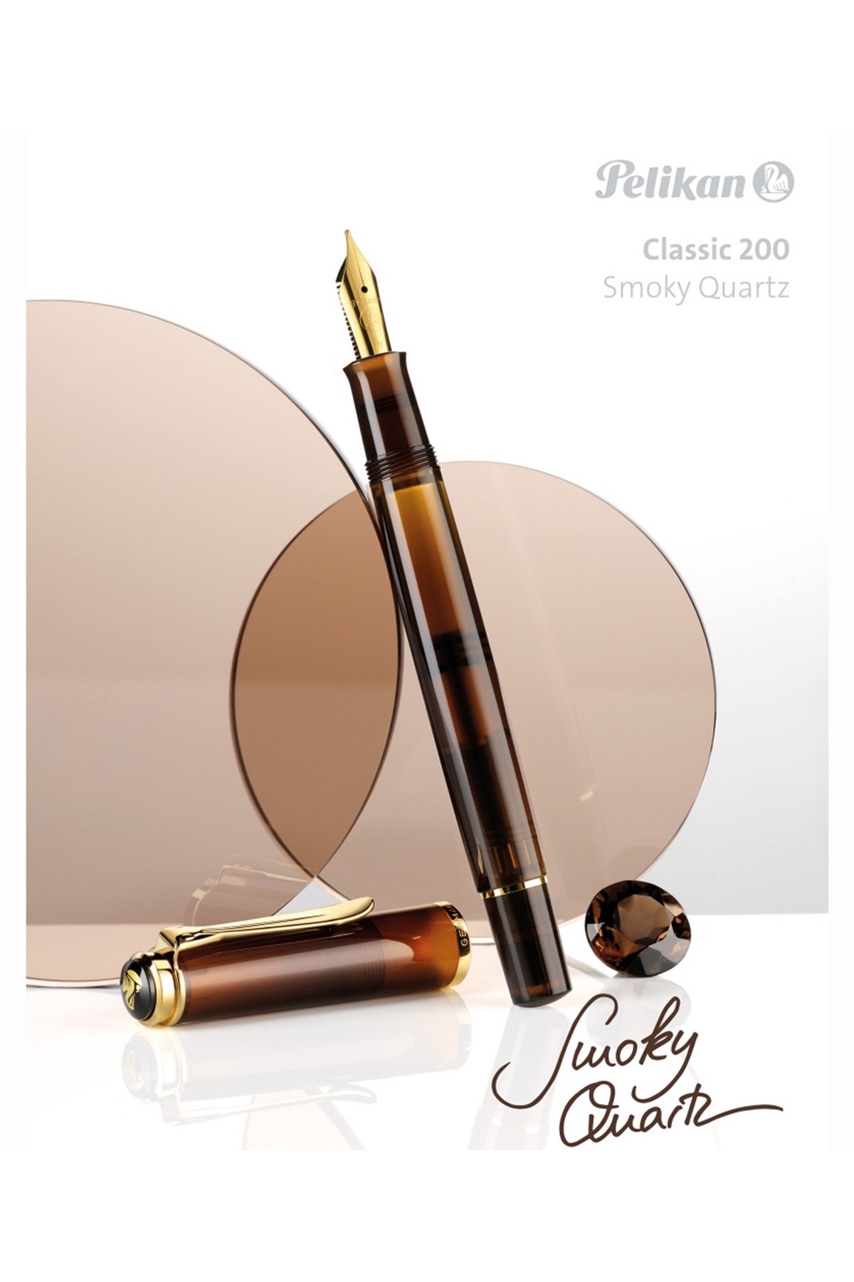 Pelikan Klasik Seri M200 Smoky Quartz Şeffaf Dolma Kalem Mürekkep Set