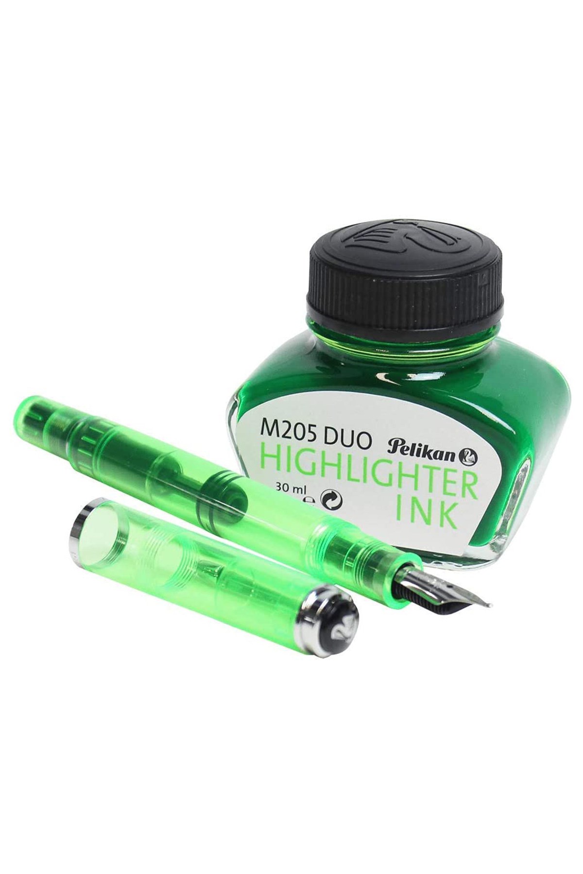 Pelikan Klasik Seri M205 Duo Highligter Yeşil Şeffaf Dolma Kalem + Mürekkep