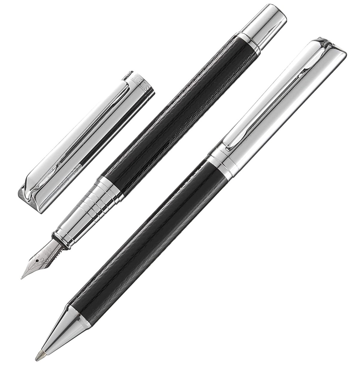 Steelpen Elite Serisi 5083 Plus Krom Siyah Dolma Kalem +Tükenmez Kalem
