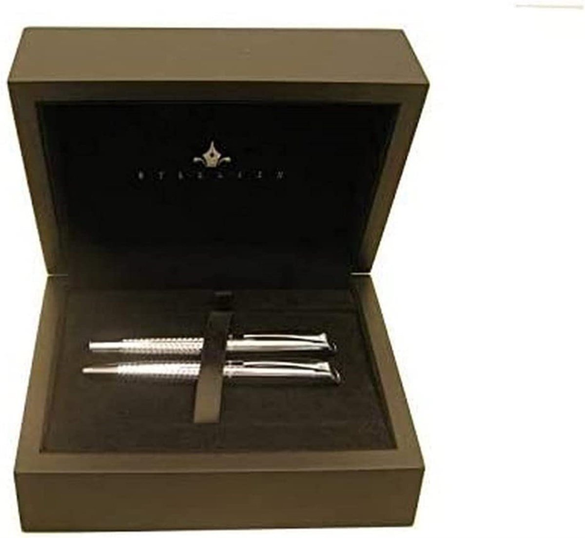 Steelpen Giza Serisi 2511 Siyah Dolma Kalem+Tükenmez Kalem Lüks Ahşap Kutululu