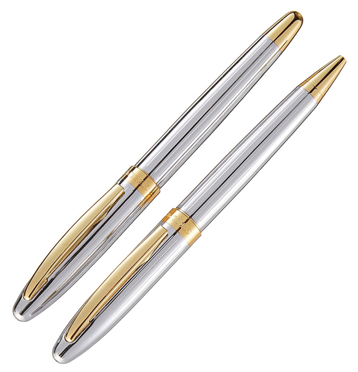 Steelpen Global Serisi 8698 Krom Gold Dolma Kalem+Tükenmez Kalem