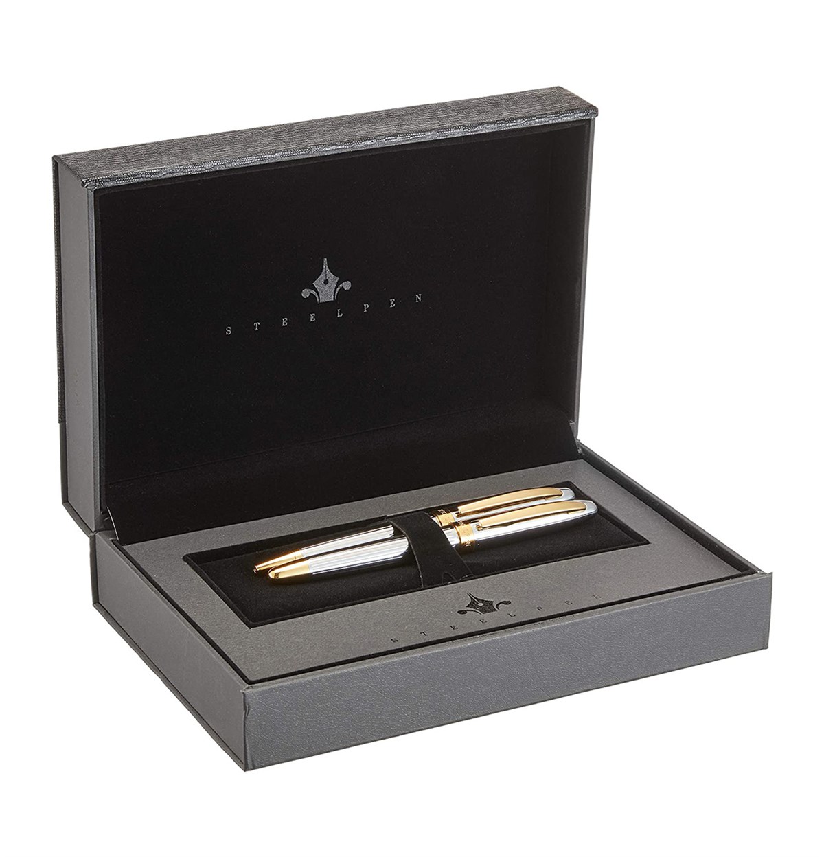 Steelpen Global Serisi 8698 Krom Gold Dolma Kalem+Tükenmez Kalem