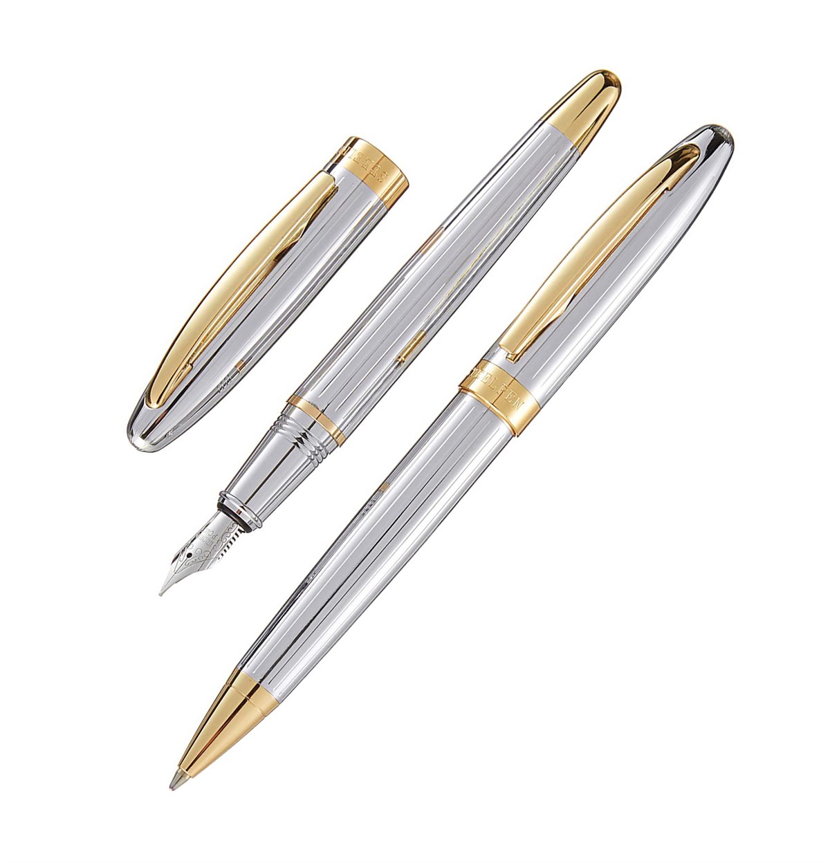 Steelpen Global Serisi 8698 Krom Gold Dolma Kalem+Tükenmez Kalem