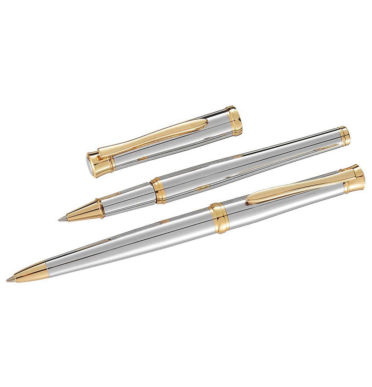 Steelpen Lemans Serisi 813 Krom Gold Roller Kalem+Tükenmez Kalem