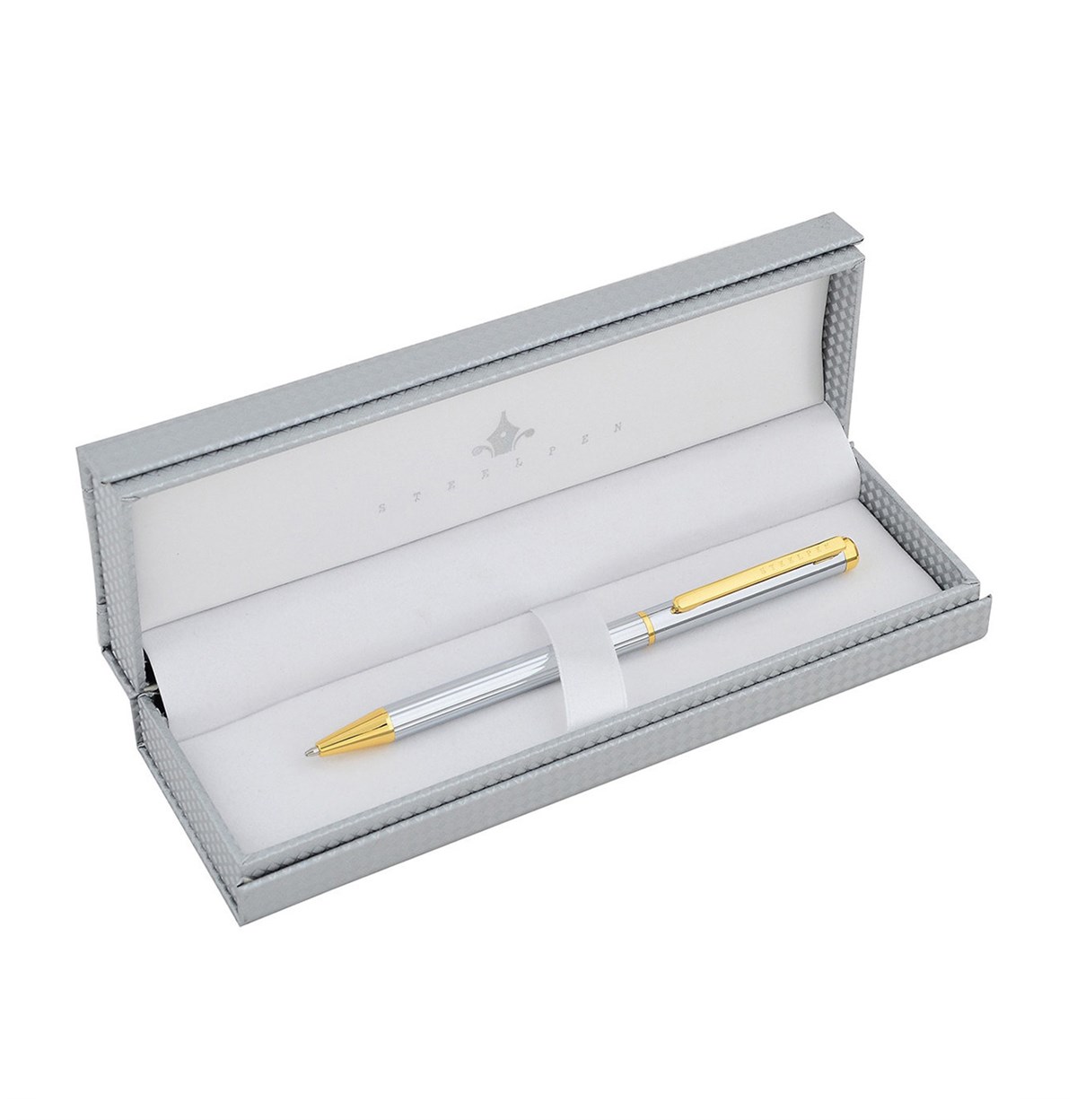 Steelpen Noble Serisi T023 Parlak Krom Gold Tükenmez Kalem