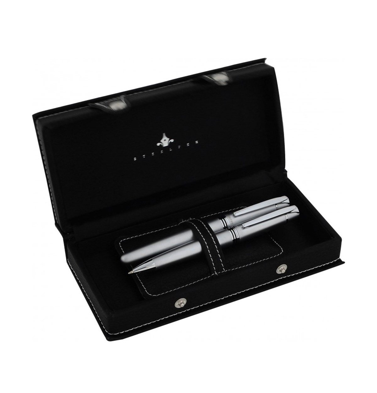 Steelpen Planet Serisi 0022DT Mat Krom Dolma Kalem+Tükenmez Kalem