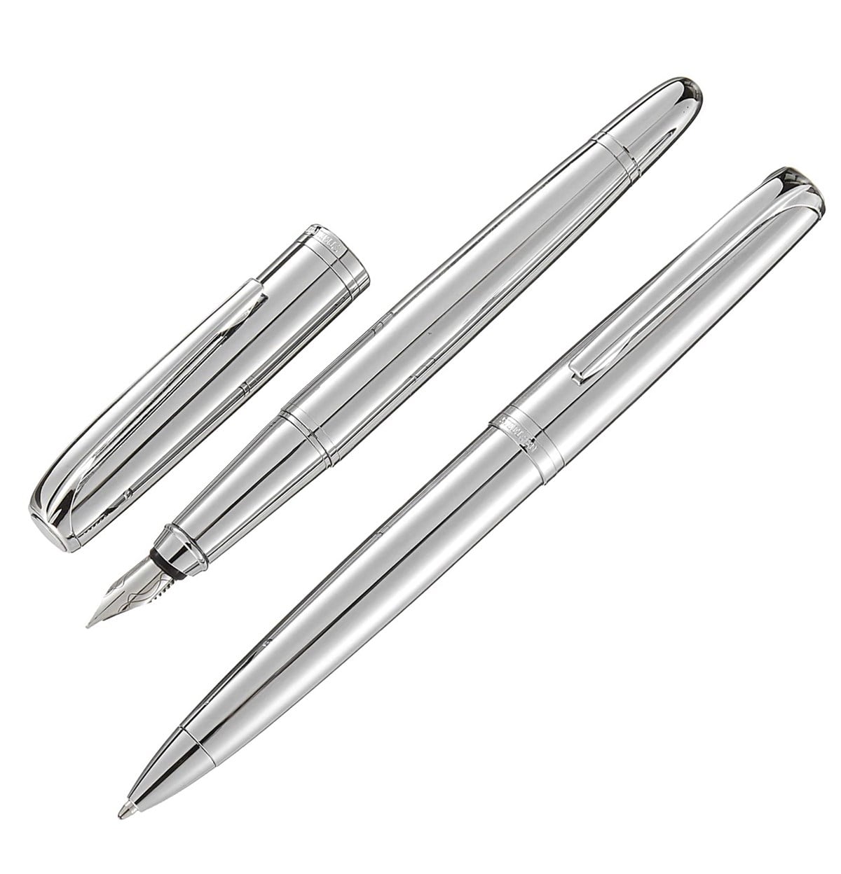Steelpen Saturn Serisi 2357 Parlak Krom Dolma Kalem+Tükenmez Kalem