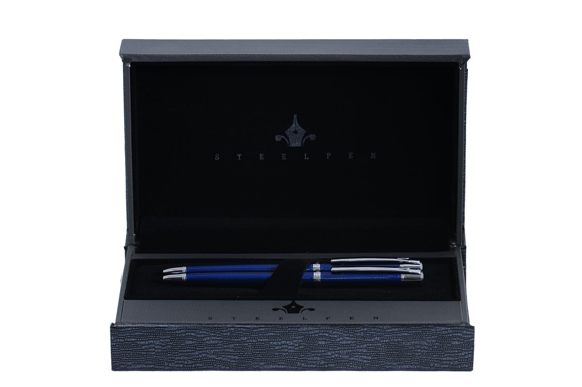Steelpen Serra Serisi 800-2 Mavi Dolma Kalem+Tükenmez Kalem 
