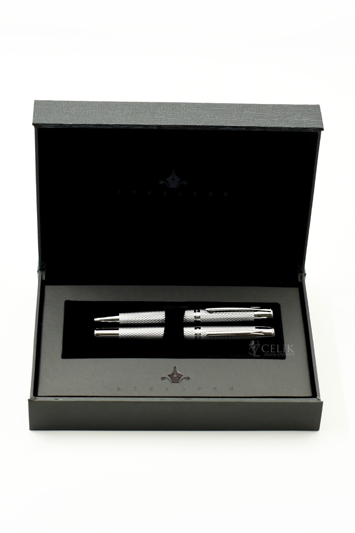 Steelpen Serra Serisi 800-21 Mercury Silver Dolma Kalem+Tükenmez Kalem Seti