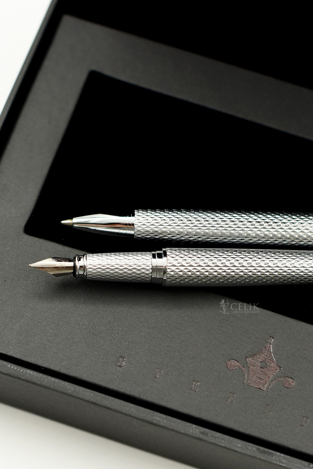 Steelpen Serra Serisi 800-21 Mercury Silver Dolma Kalem+Tükenmez Kalem Seti