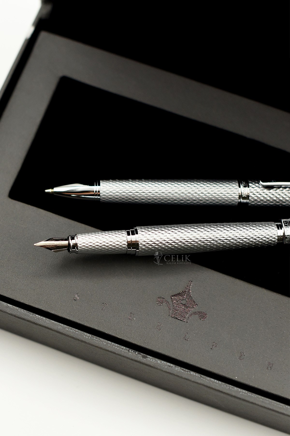 Steelpen Serra Serisi 800-23 Parlak Krom Dolma Kalem+Tükenmez Kalem Seti