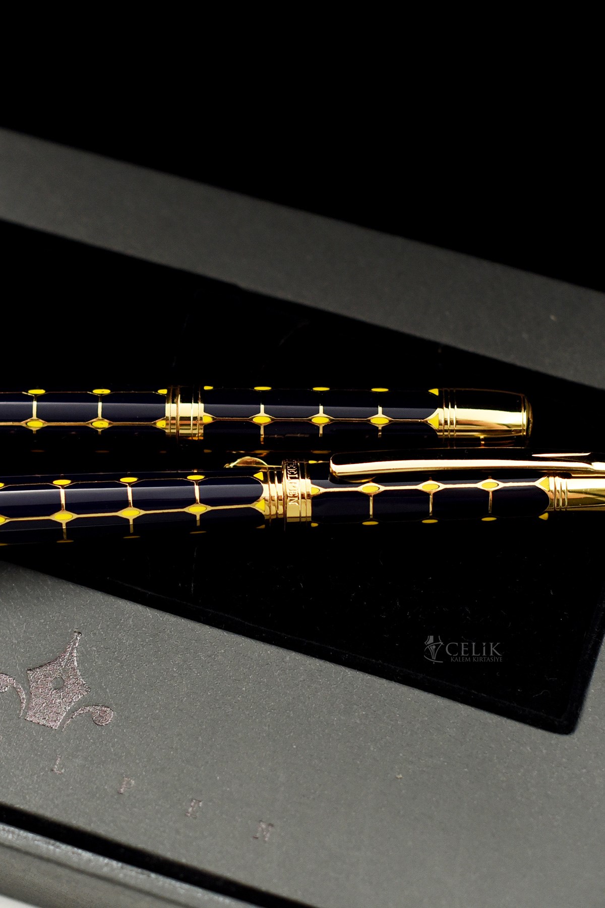 Steelpen Serra Serisi 800-43 Lacivert Gold Dolma Kalem+Tükenmez Kalem Seti