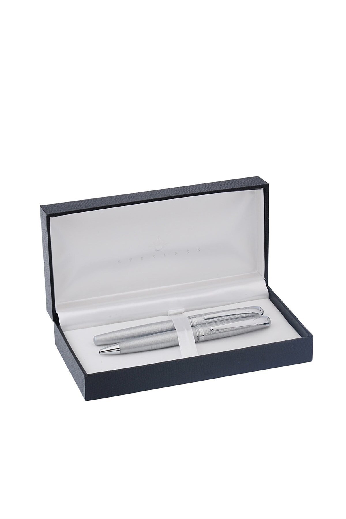 Steelpen Truva Serisi 0165DT Desenli Krom Dolma Kalem+Tükenmez Kalem