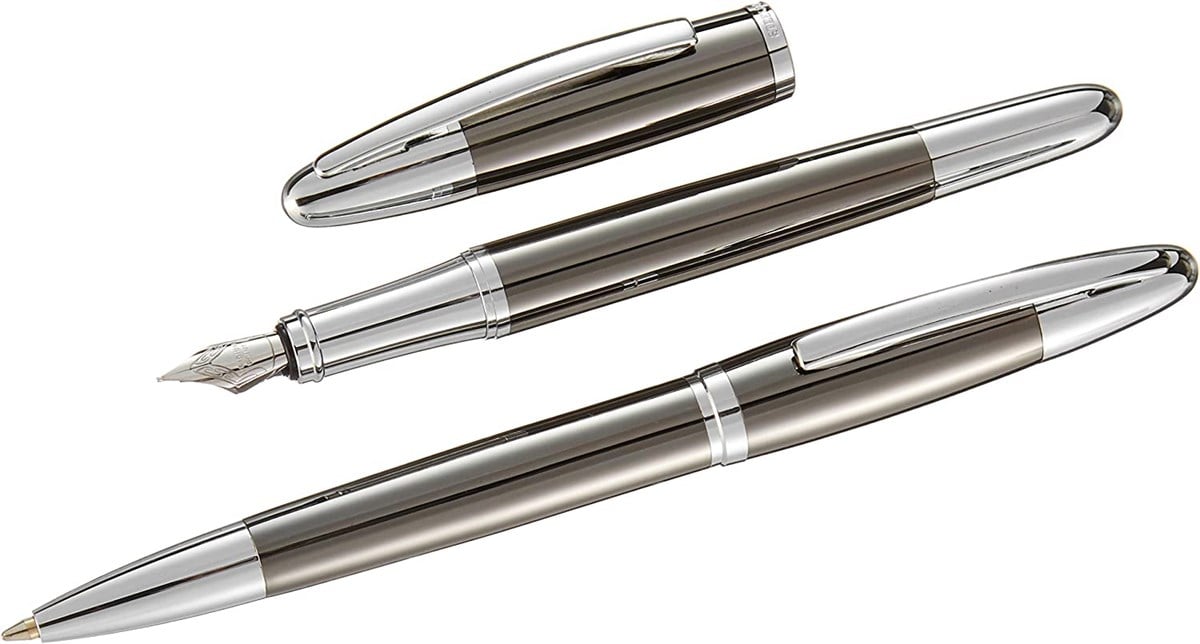 Steelpen Venüs Serisi 179 Krom TİTANYUM Dolma Kalem +Tükenmez Kalem 