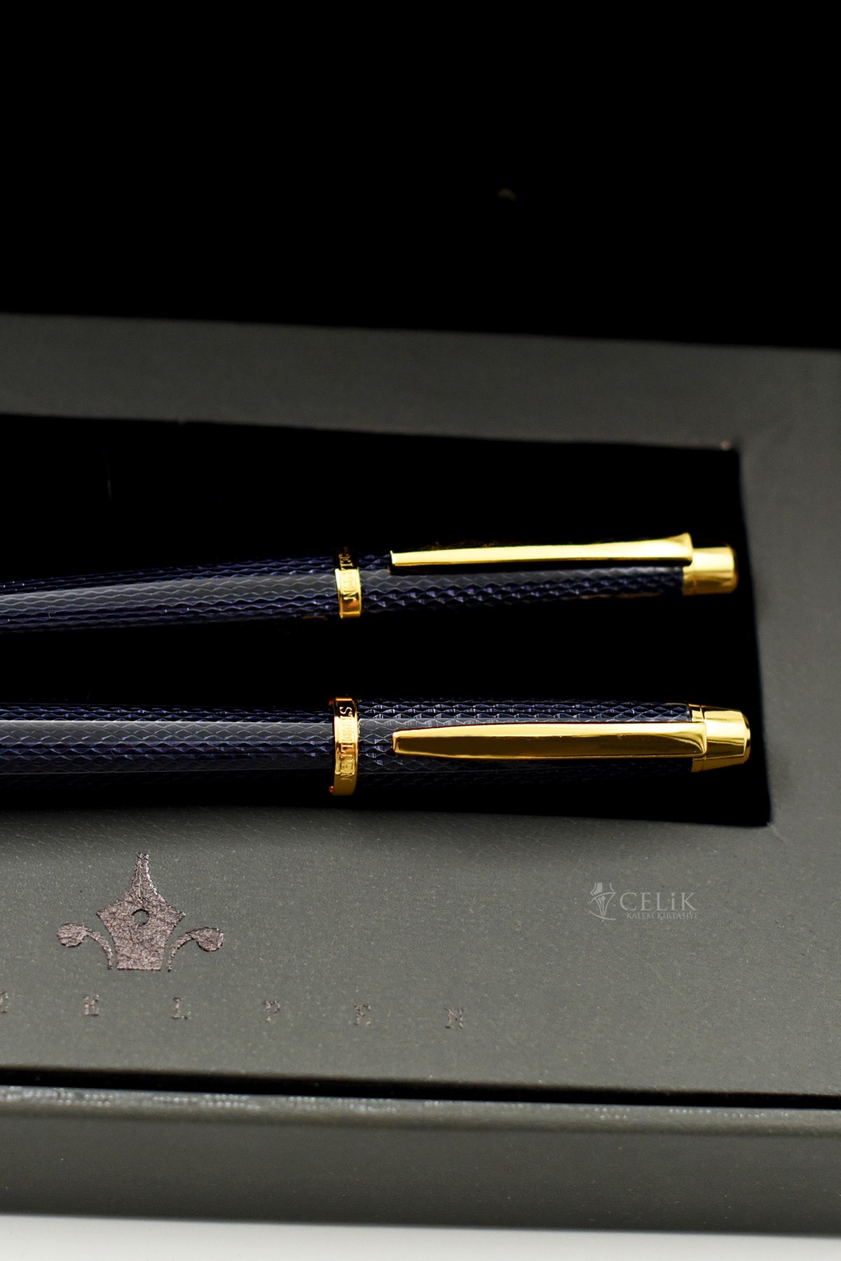 Steelpen World Serisi 2712 Siyah Lake Gold Dolma Kalem+Tükenmez Kalem Seti