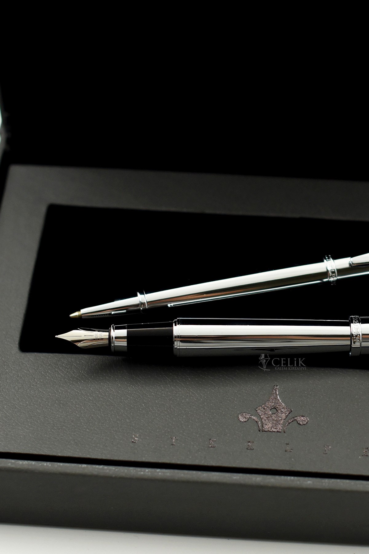 Steelpen World Serisi 2715 Parlak Krom Dolma Kalem+Tükenmez Kalem Seti