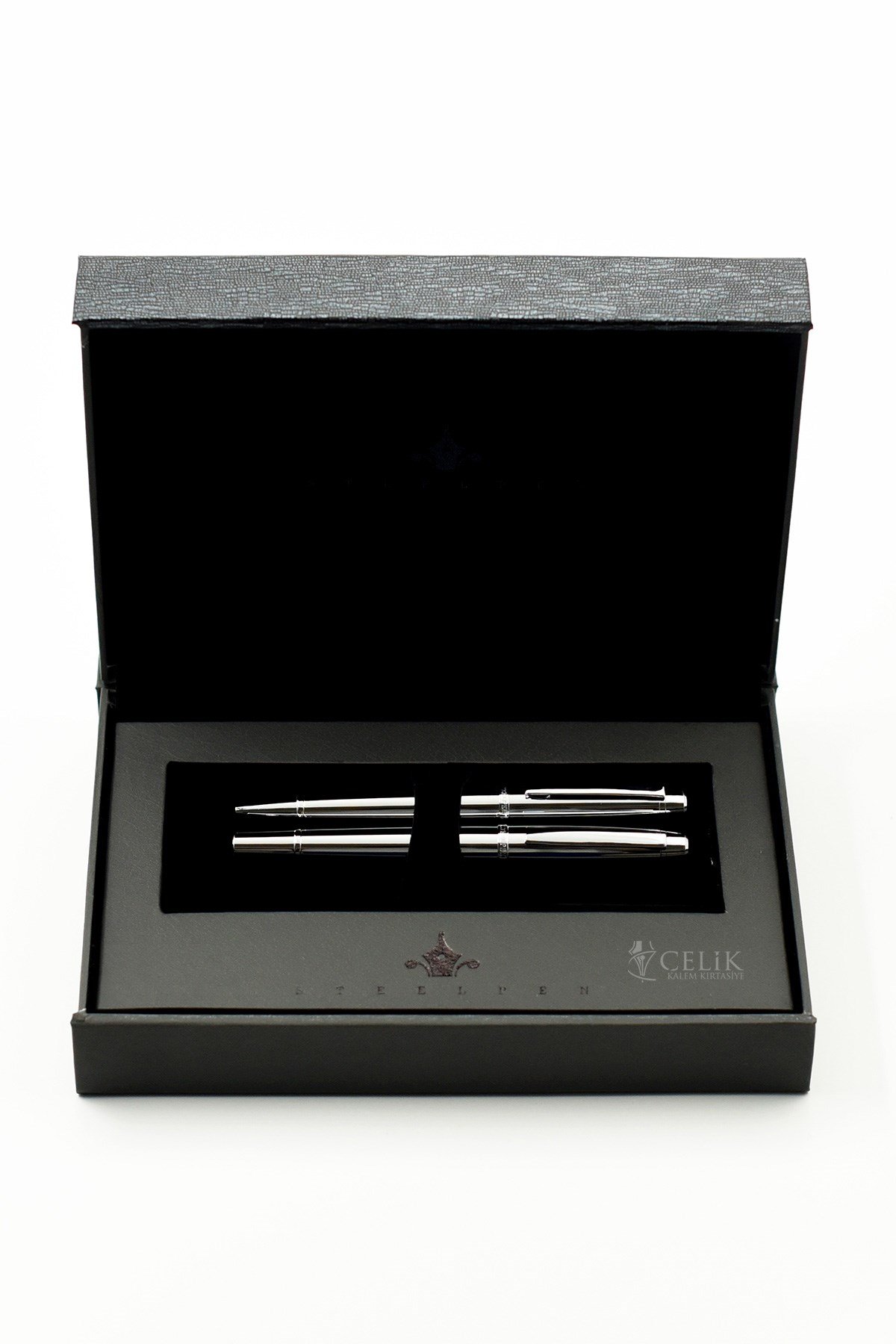 Steelpen World Serisi 2715 Parlak Krom Dolma Kalem+Tükenmez Kalem Seti