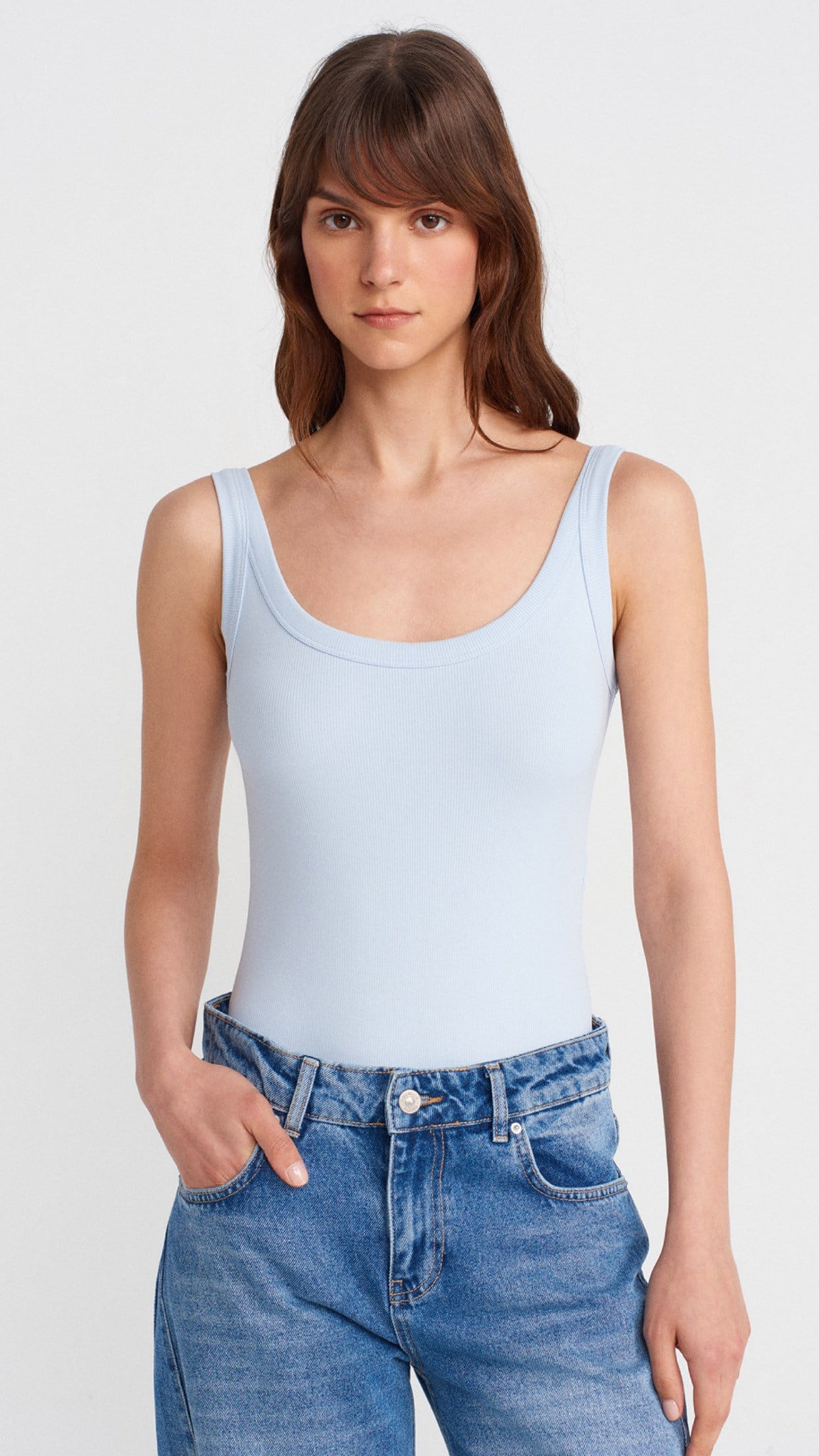 Askılı Bodysuit-Açık Mavi
