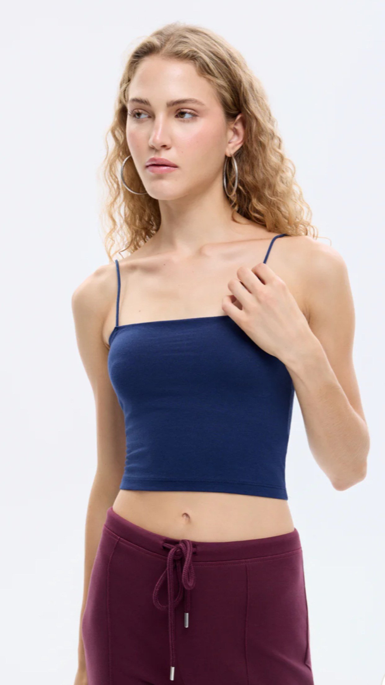 Askılı Crop Basic İçi Pedli Atlet LACİVERT