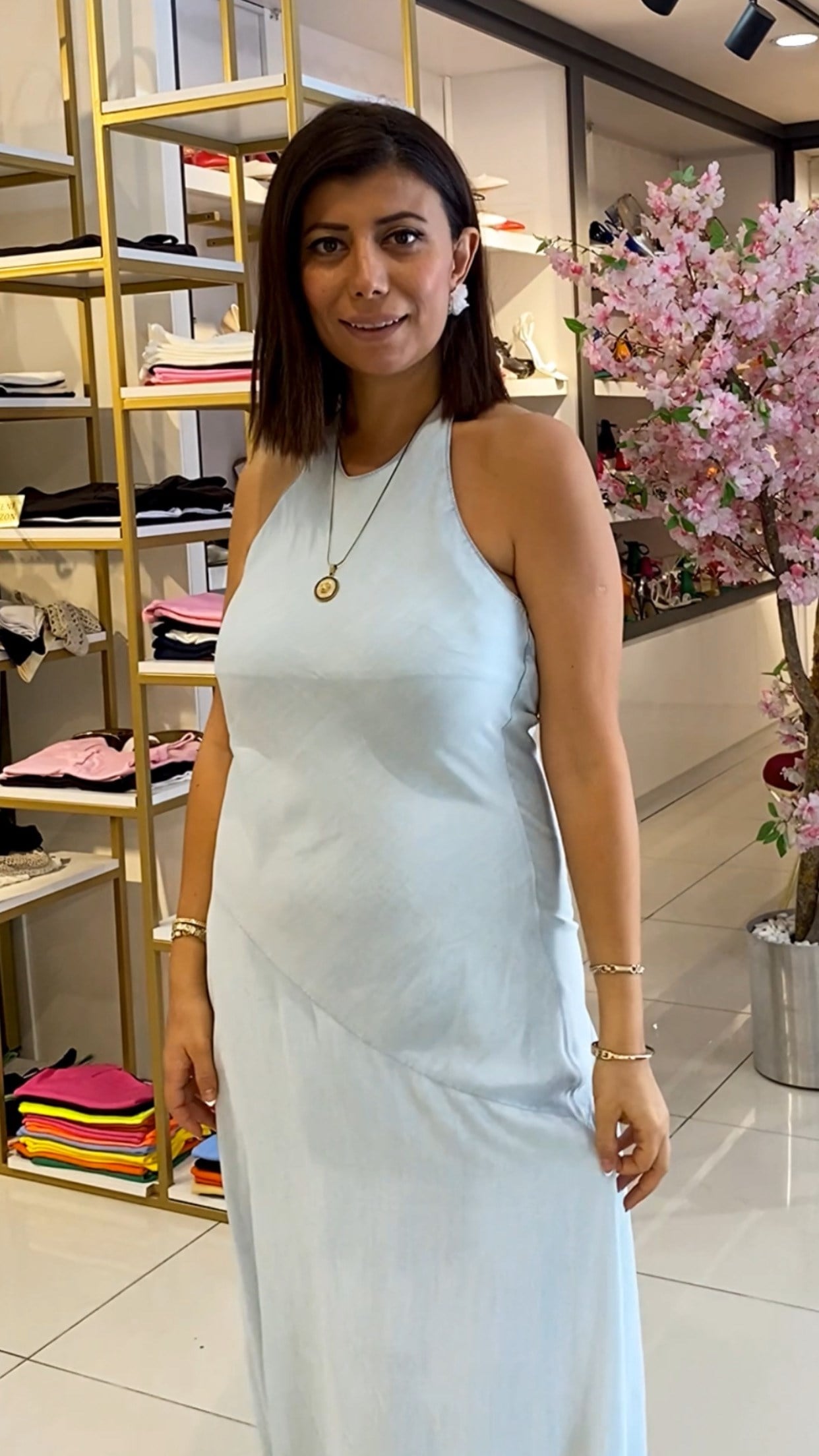 Bebe Mavi %100 Lyocell Halter Yaka Elbise