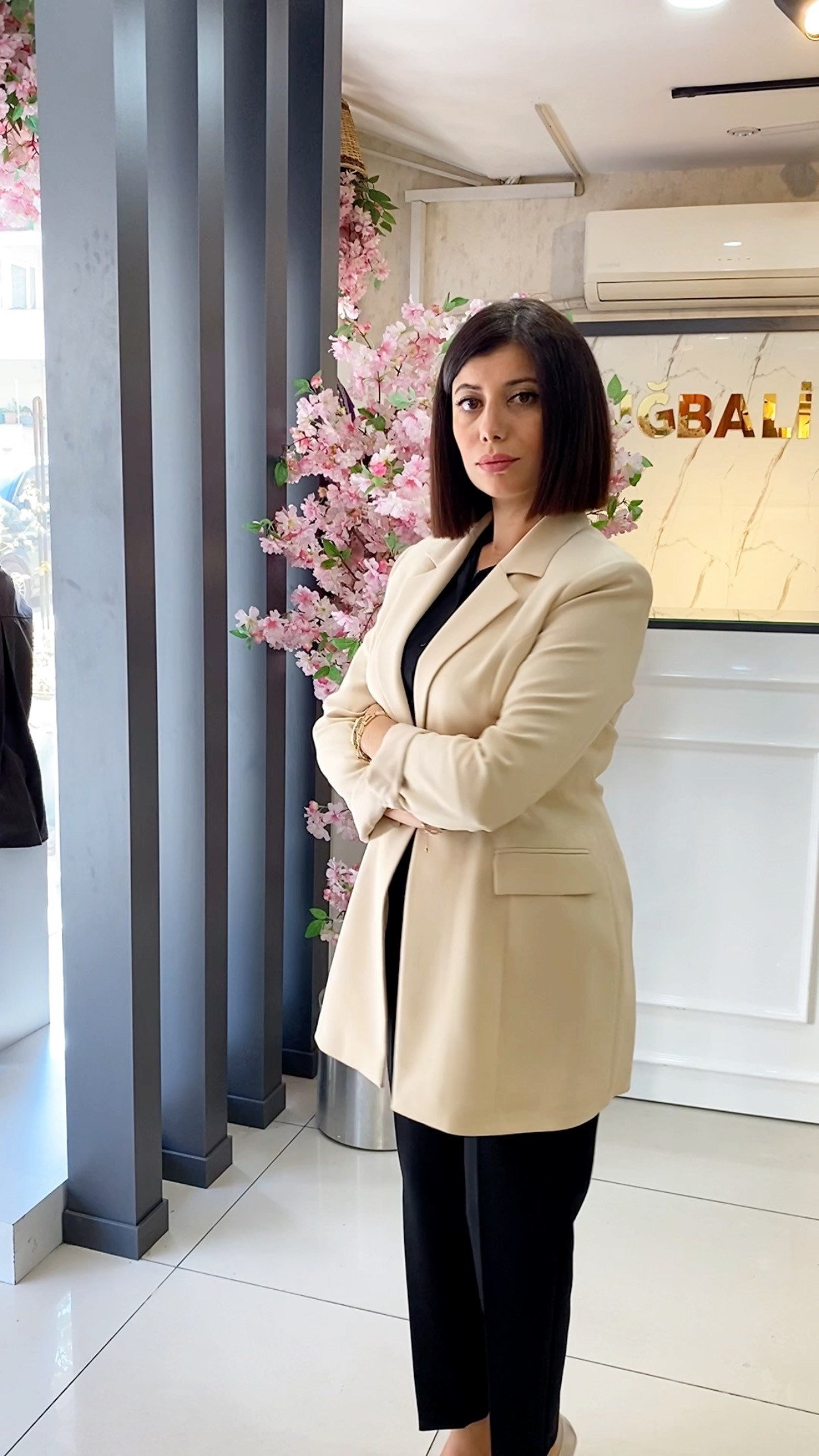 Belden Oturtmalı Blazer Ceket Uzun - BEJ