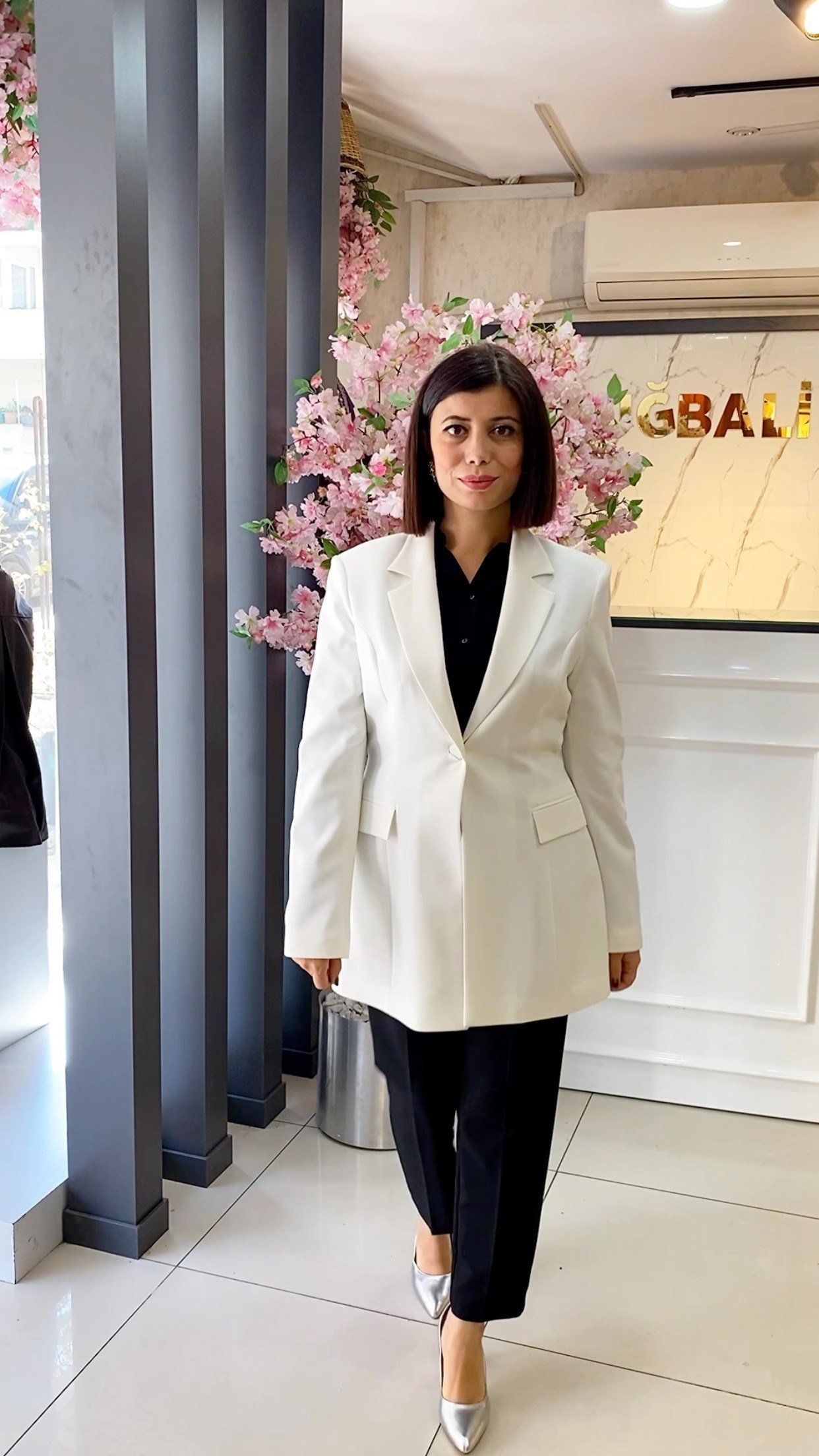 Belden Oturtmalı Blazer Ceket Uzun - BEYAZ