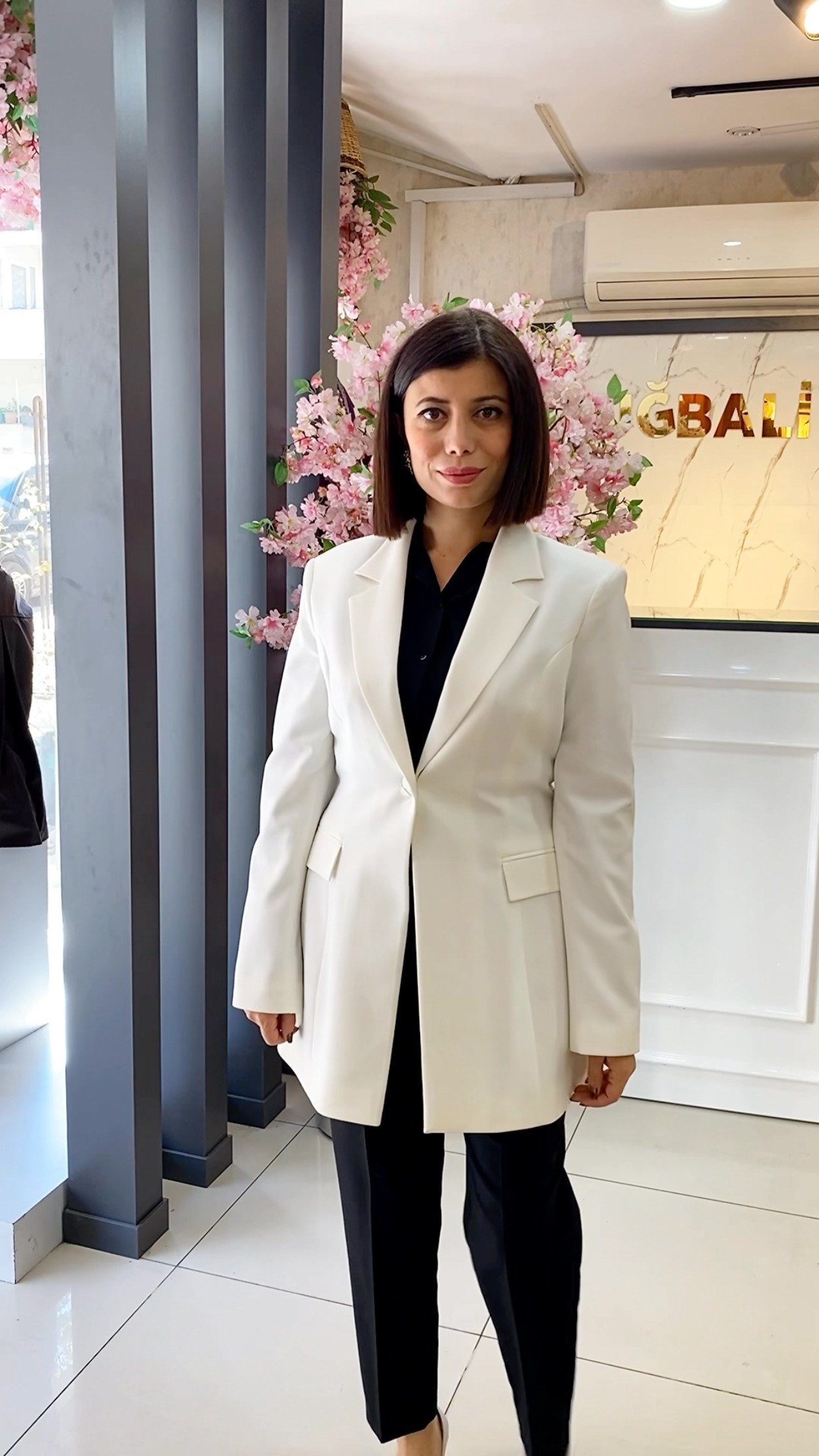 Belden Oturtmalı Blazer Ceket Uzun - BEYAZ