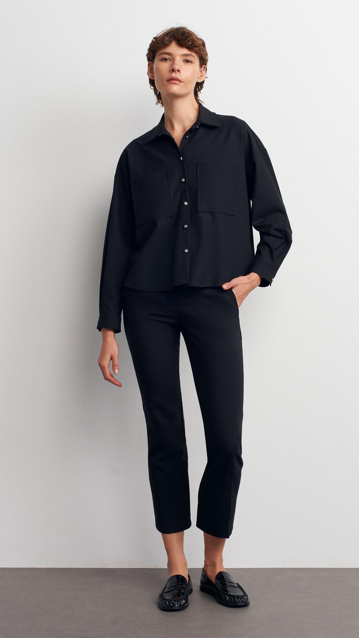 Crop Pantolon-Siyah