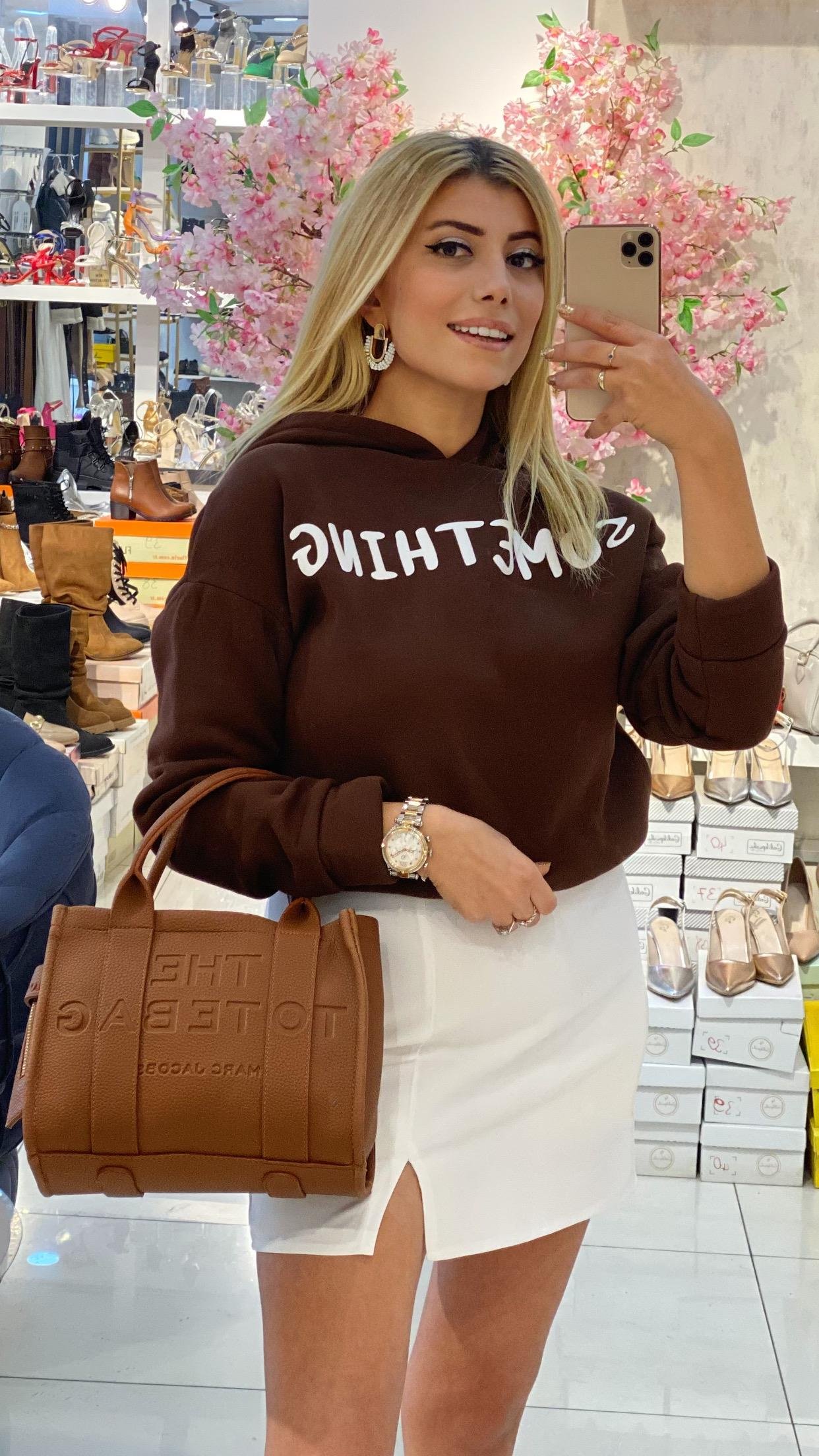 Kahve Şardonlu Üç İplik Sweat