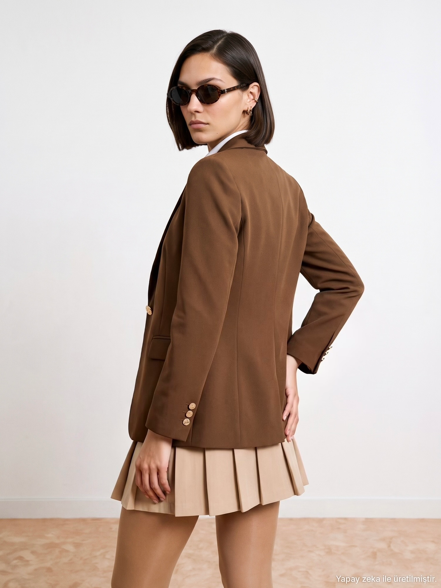 Kahve Vücuda Oturan Blazer