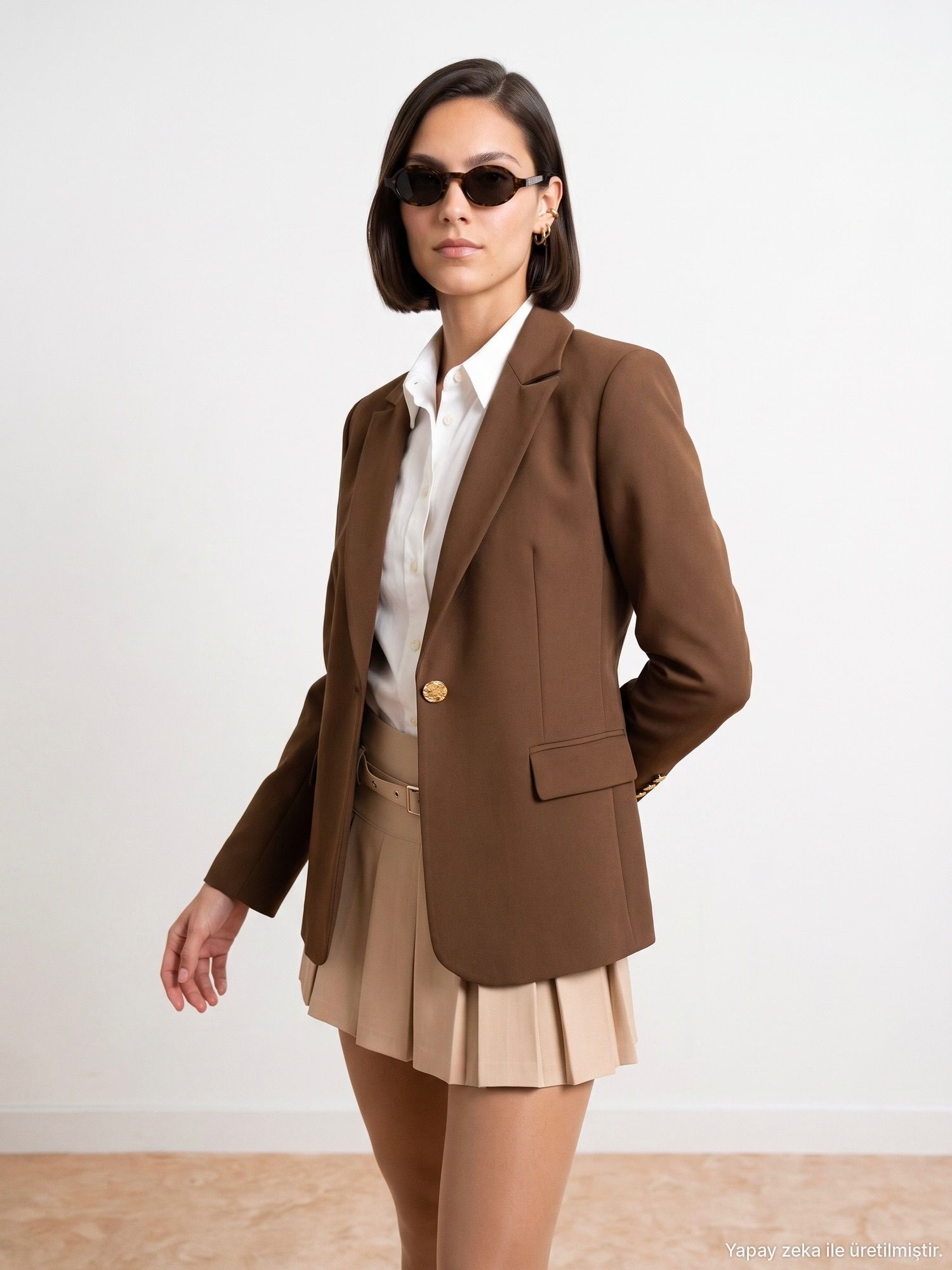 Kahve Vücuda Oturan Blazer