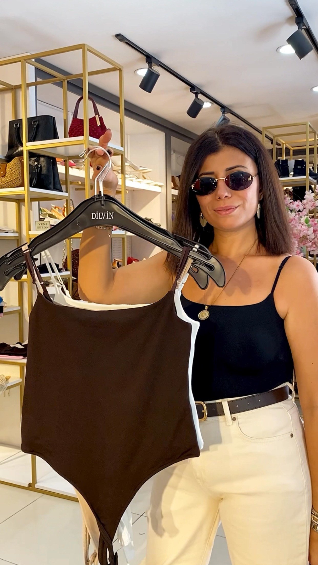 Kahverengi Askılı Bodysuit