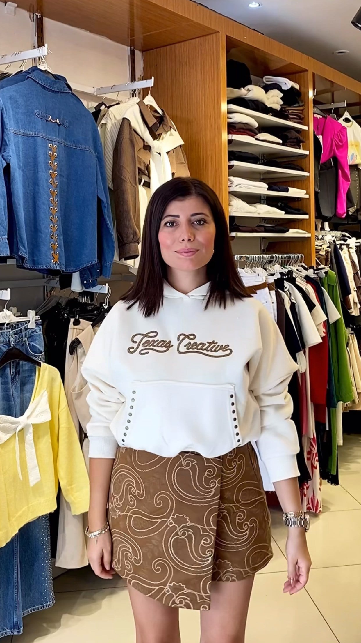 Kapüşonlu Üç İplik Şardonlu Sweatshirt - Krem