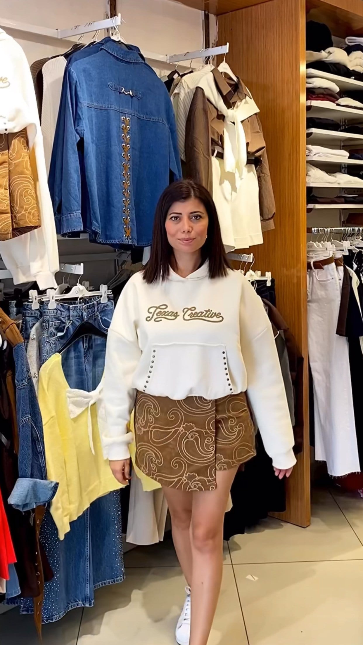 Kapüşonlu Üç İplik Şardonlu Sweatshirt - Krem
