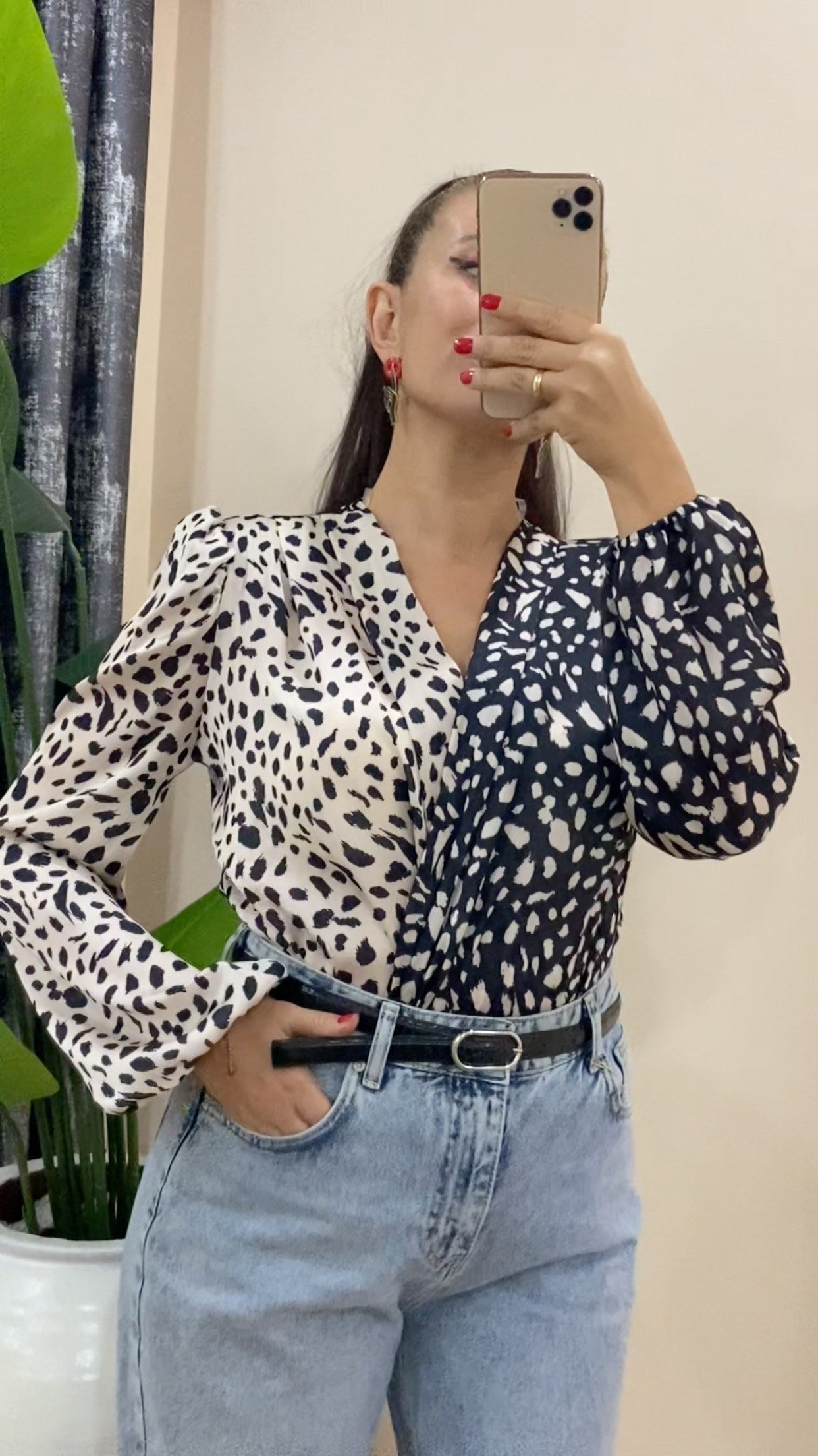 Kruvaze Desenli Bodysuit - Bej Siyah