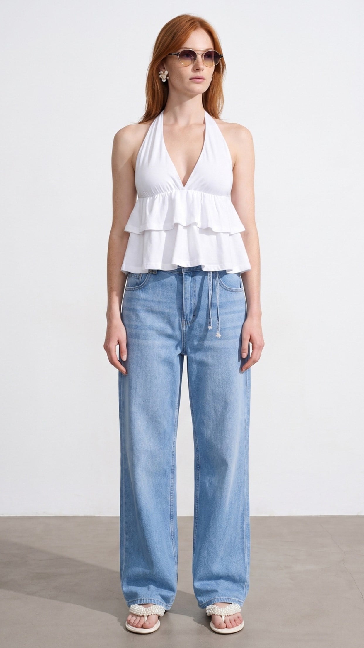 Lyocell Halter Top-Beyaz