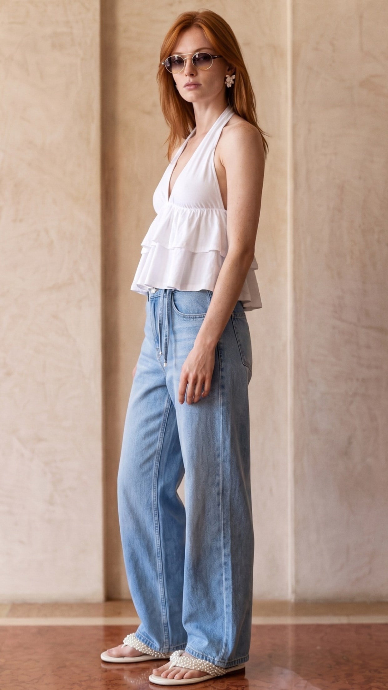 Lyocell Halter Top-Beyaz