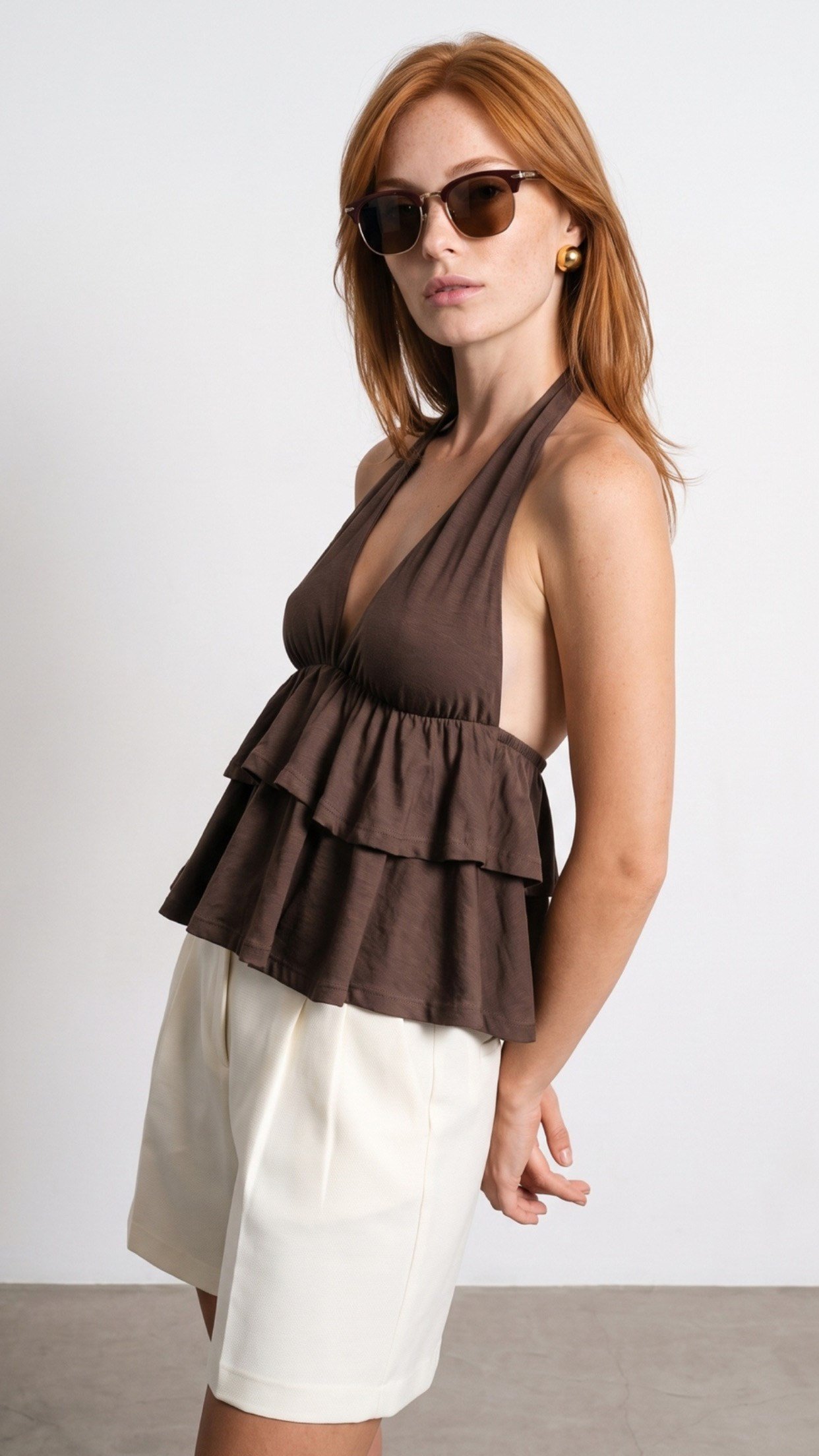 Lyocell Halter Top - Koyu Kahve