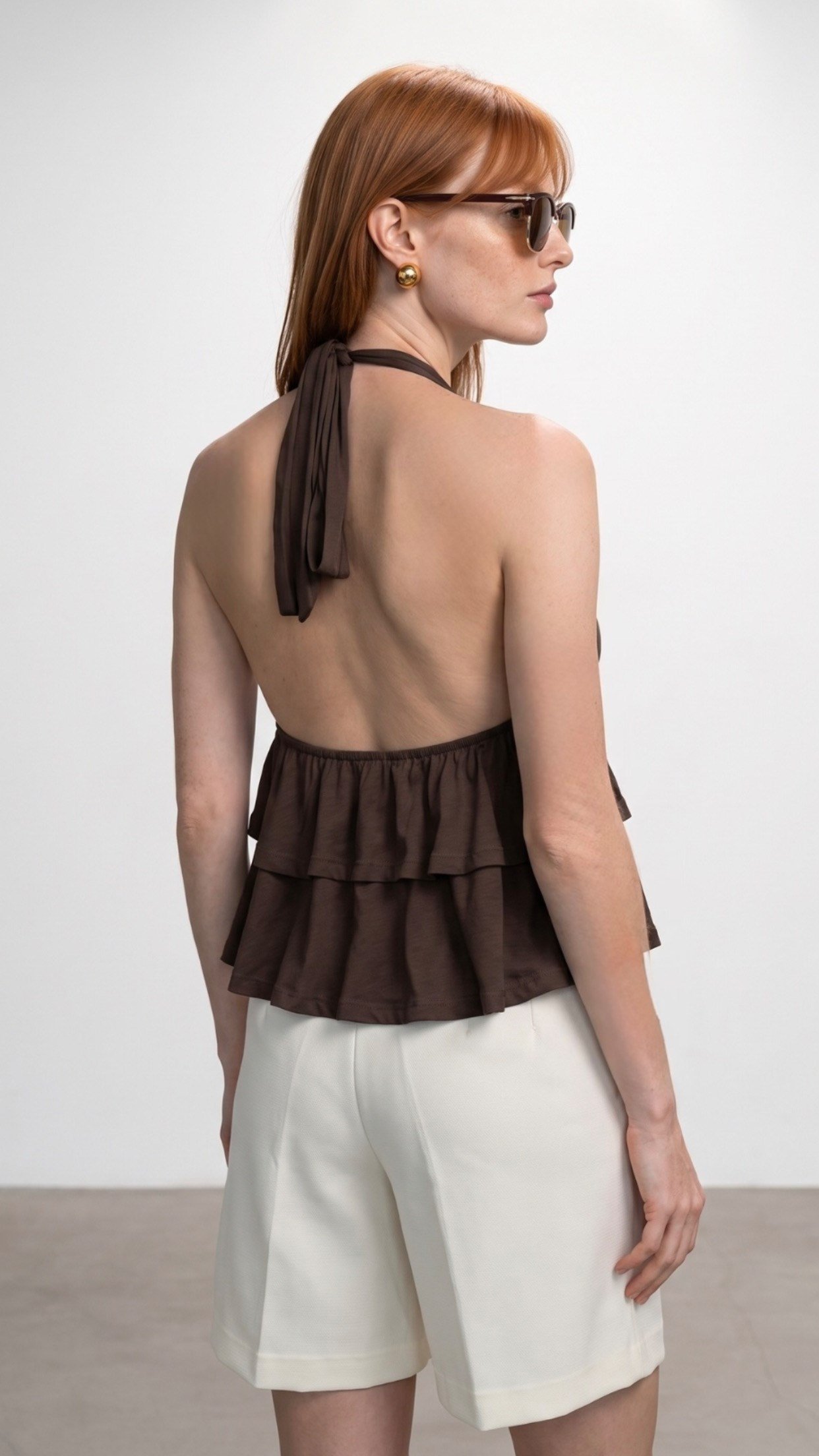 Lyocell Halter Top - Koyu Kahve
