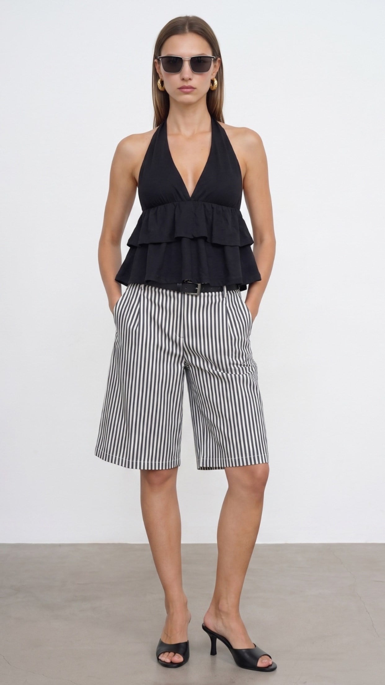 Lyocell Halter Top-Siyah