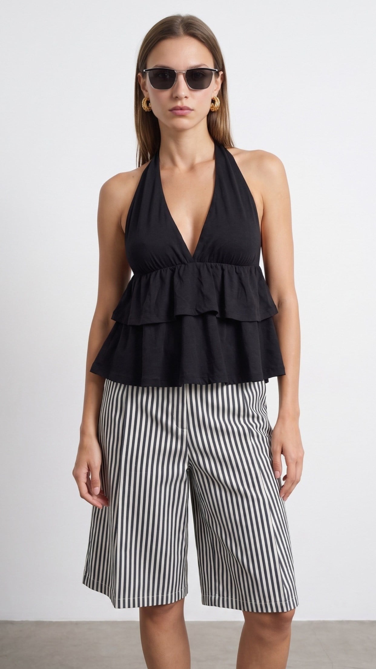 Lyocell Halter Top-Siyah