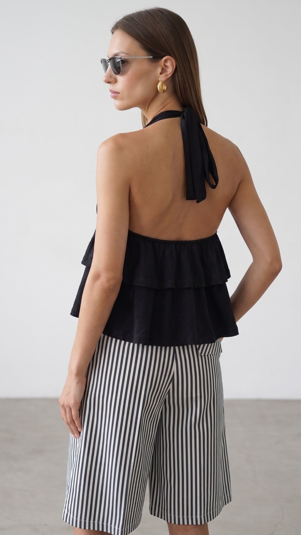 Lyocell Halter Top-Siyah